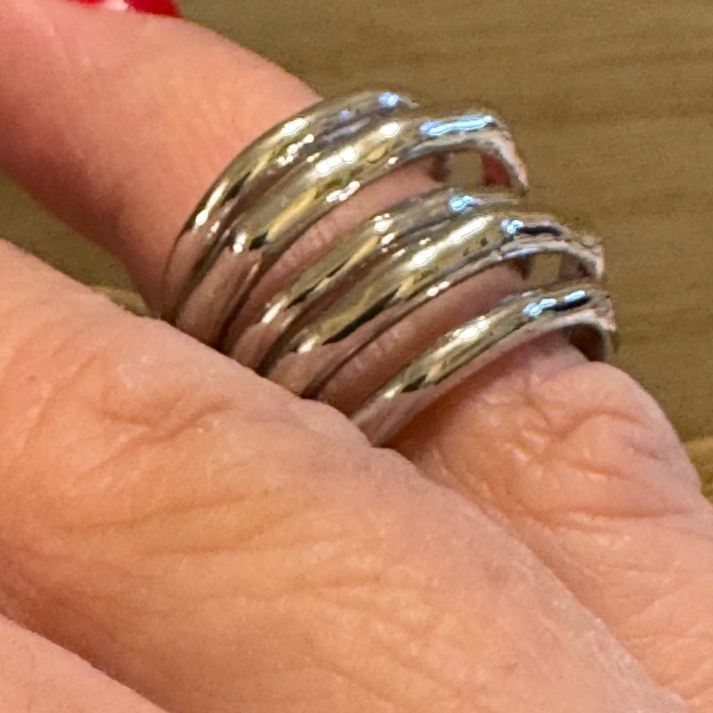 Silver Tone Multi- Octagon Shape Ring - image 1